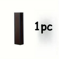 A slim, dark-brown wooden wall-mounted vase with a rustic finish, shown as a single piece against a white background.