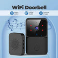 A black smart WiFi video doorbell and chime unit, featuring two-way audio, night vision, and image capture capabilities.