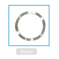 A simple silver metal ring with a smooth, polished finish, centered on a white background.