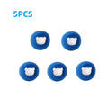 Pack of five blue laundry hair-catcher balls, each featuring a white panda character face.