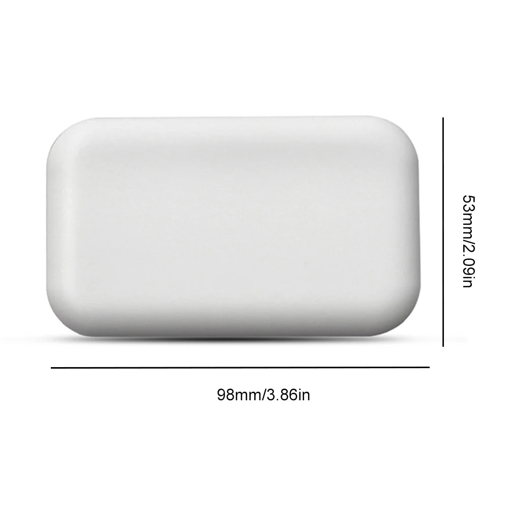 Compact white wireless mobile Wi-Fi hotspot, rounded rectangular shape, measuring 98mm by 53mm.