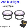 Black magnetic VR lens frames with anti-blue light lenses and storage case.