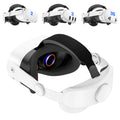 White, ergonomic adjustable VR headset strap with a padded black top band and rear adjustment dial for secure fit.