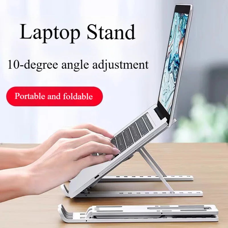 Silver Laptop Stand, Cooling, Keyboard Folding, Portable Stand, Foldable