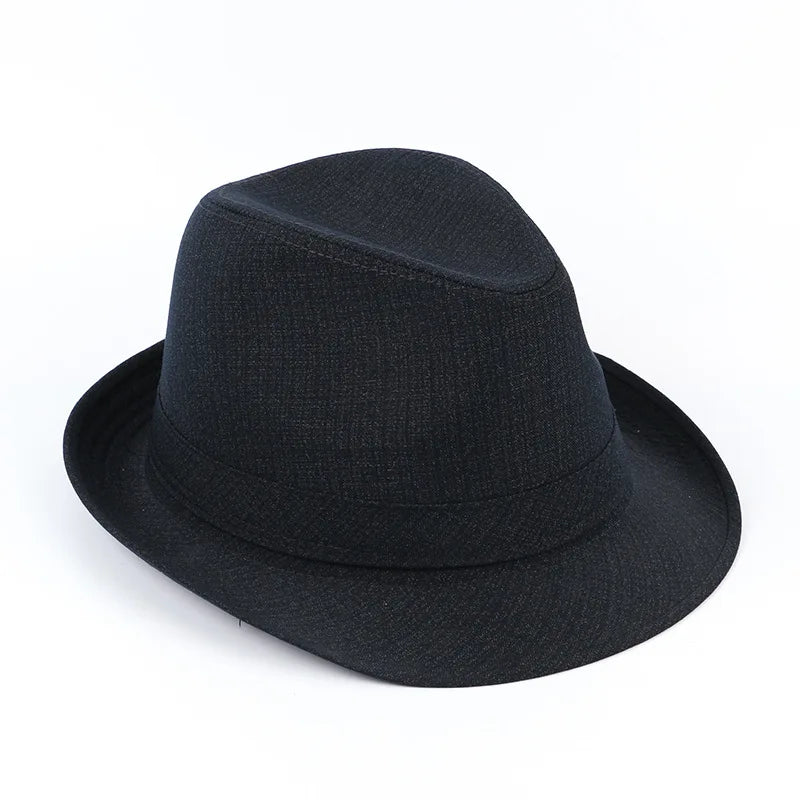 Classic black fedora hat with a subtle textured finish and matching ribbon band, set against a plain white background.