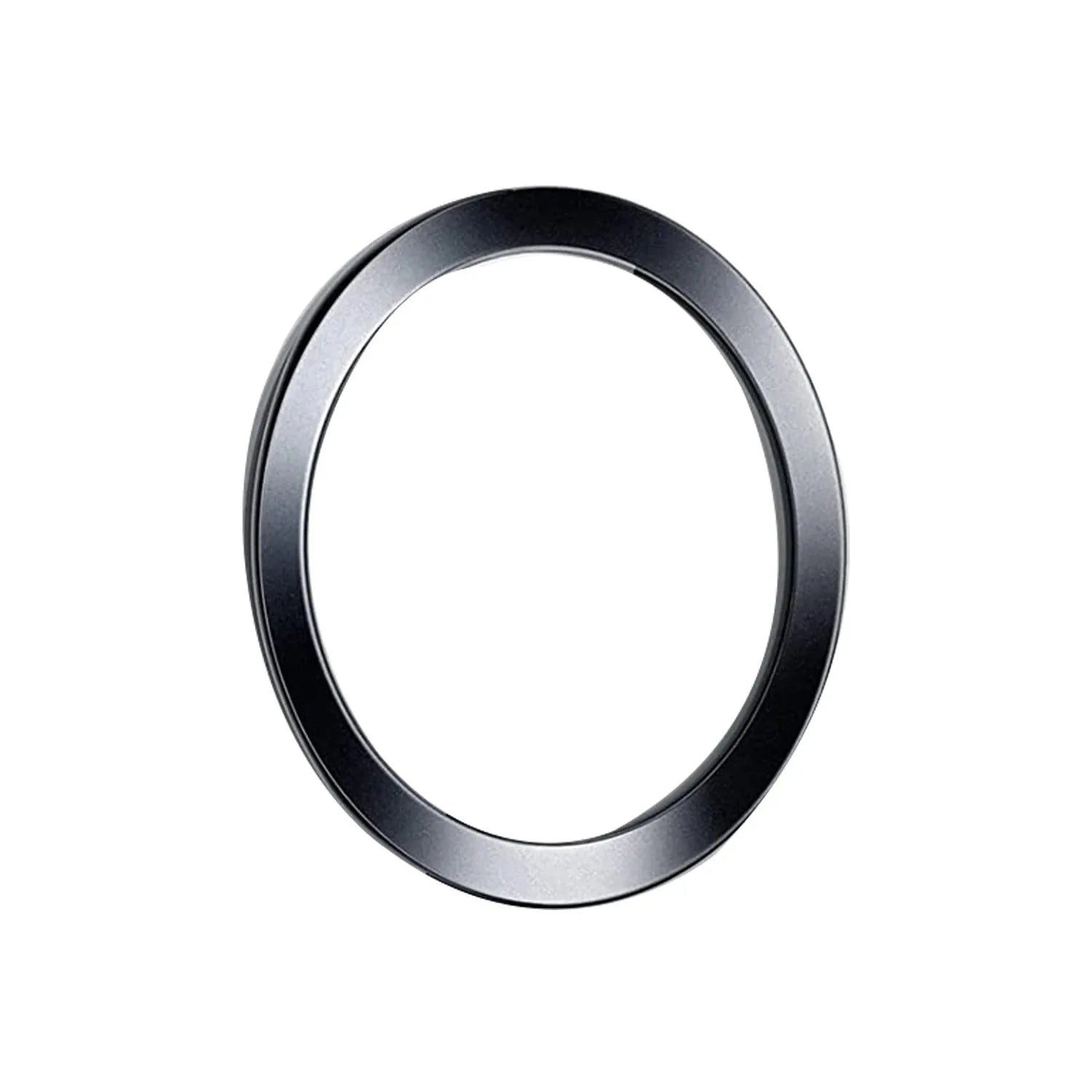 Minimalist circular frame in a sleek, metallic dark grey finish, set against a plain white background.