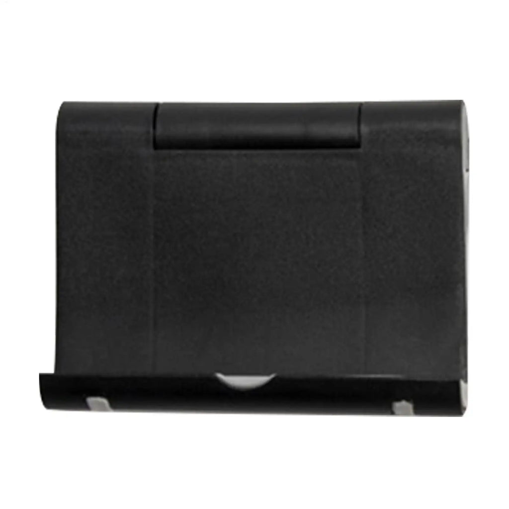 Black foldable smartphone and tablet stand with a compact, adjustable design for hands-free viewing.