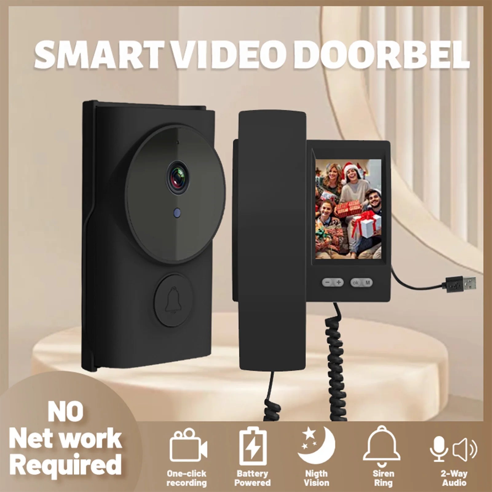 3.5 Inch IPS Screen Wireless Doorbell with Camera Video Door Phone System