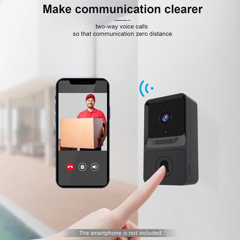 1080P HD Visual Smart Security Doorbell Camera Wireless Video Doorbell with IR Night Vision 2-Way Audio Real-Time Monitoring