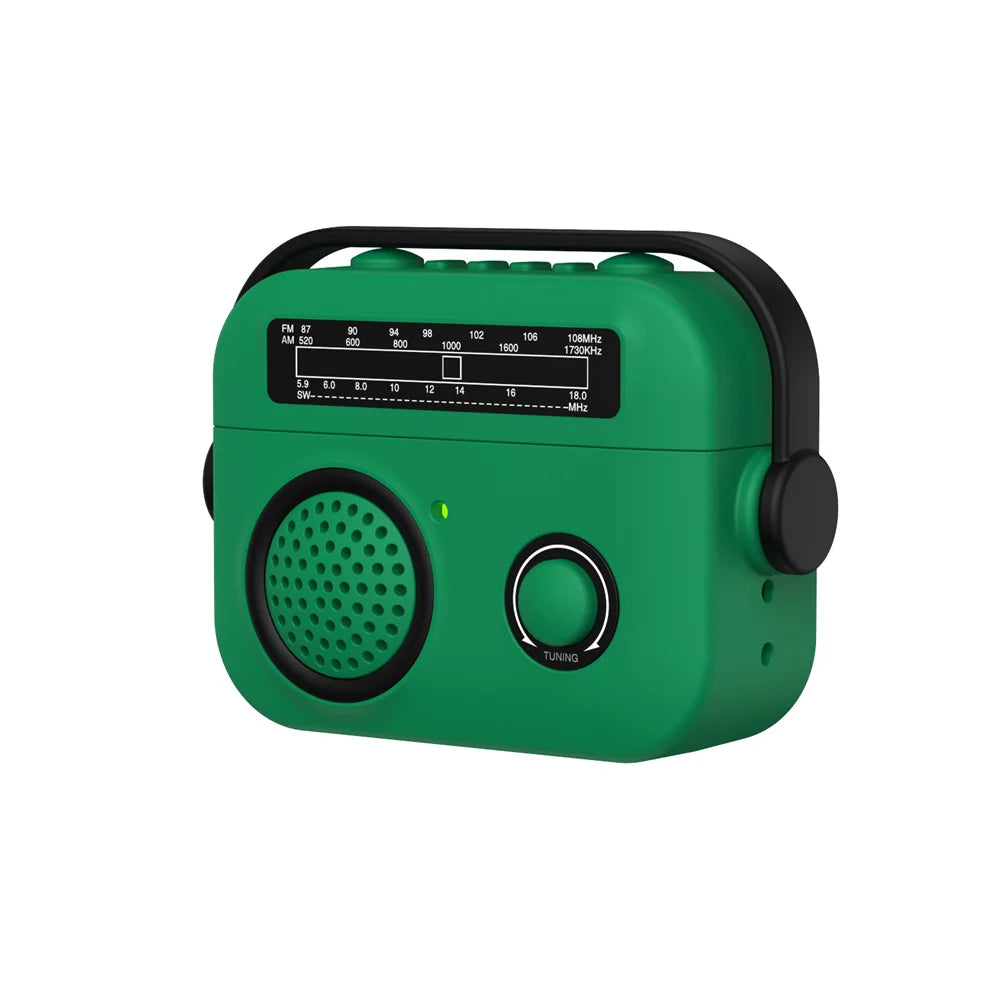 Green retro radio-style silicone case for Apple AirPods Pro. Protective cover with handle and vintage dial design.