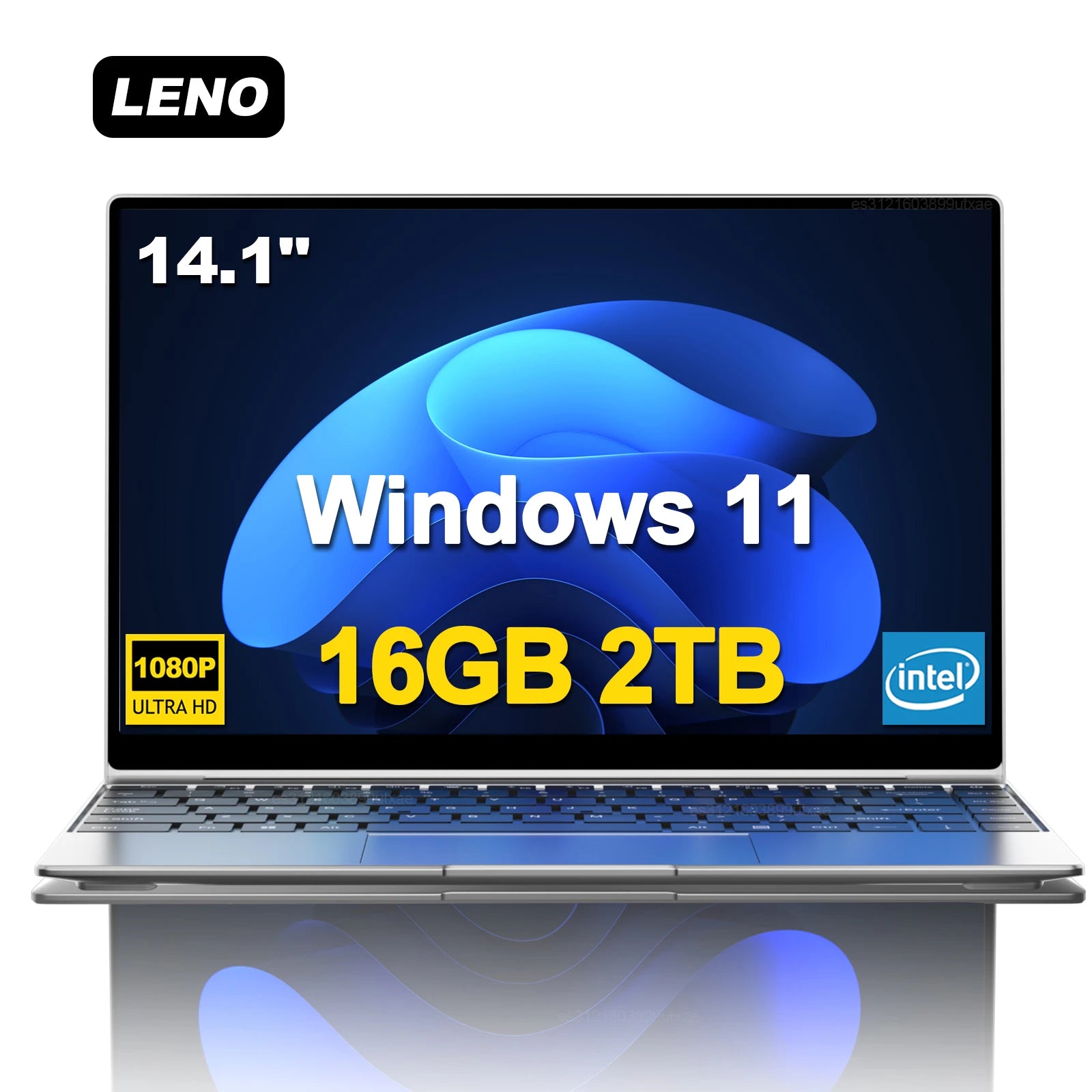 Silver 14.1-inch ultra-slim laptop with a 1080p display, Windows 11, 16GB RAM and 2TB SSD.