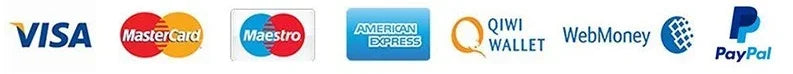 A selection of various credit card and digital payment provider logos displayed in a horizontal row.