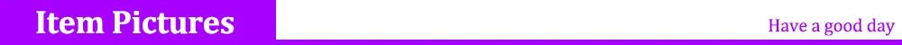 A banner with "Item Pictures" in white on a bright purple background, ending with the text "Have a good day."
