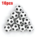 A pack of 10 small, classic black and white football-patterned sports balls arranged in a triangle.
