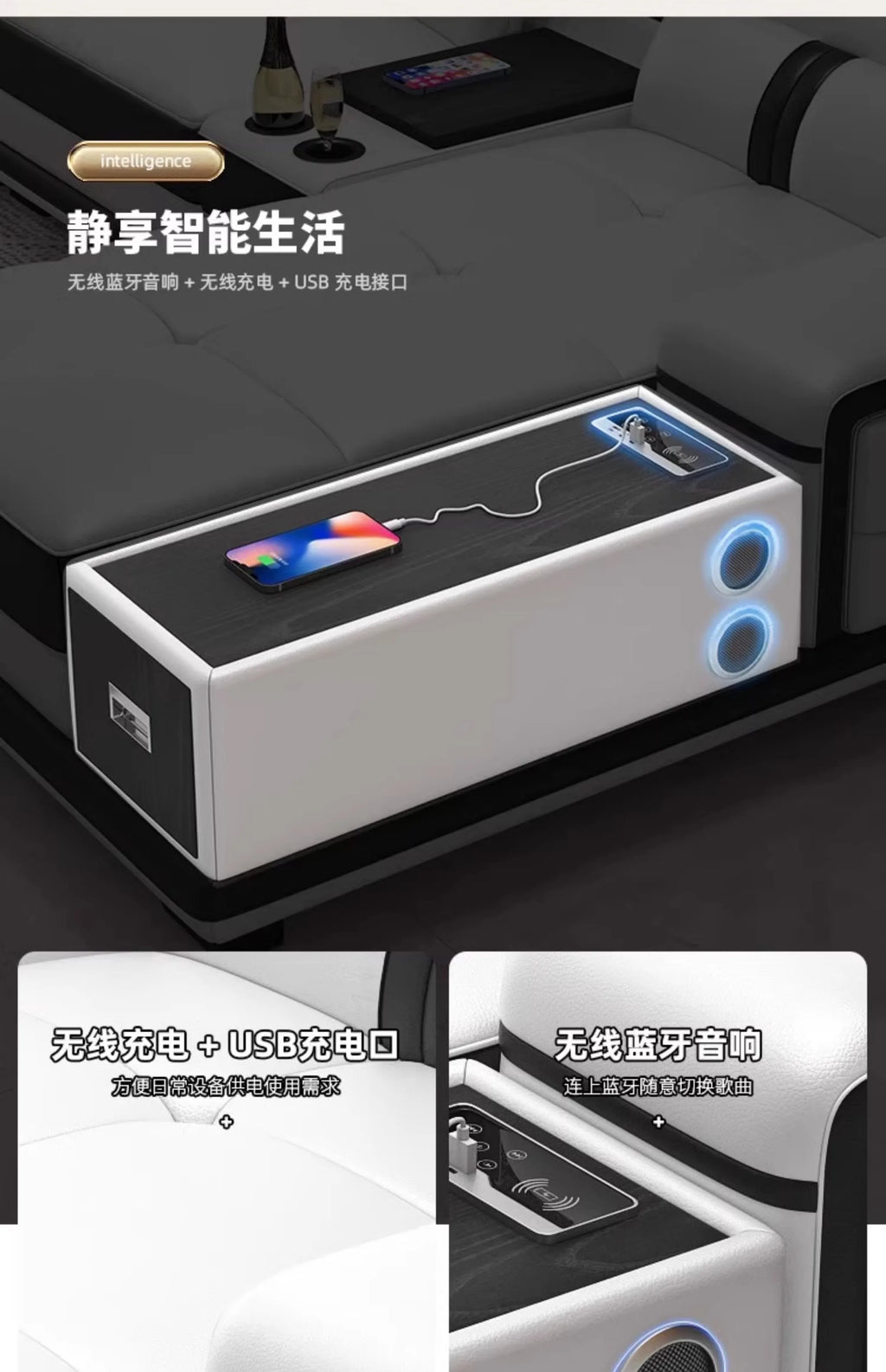 Quality Leather Luxury Comfortable Minimalist Sofa