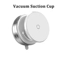 White vacuum suction cup with a ribbed outer ring and lock/unlock markings, designed for secure wall mounting.
