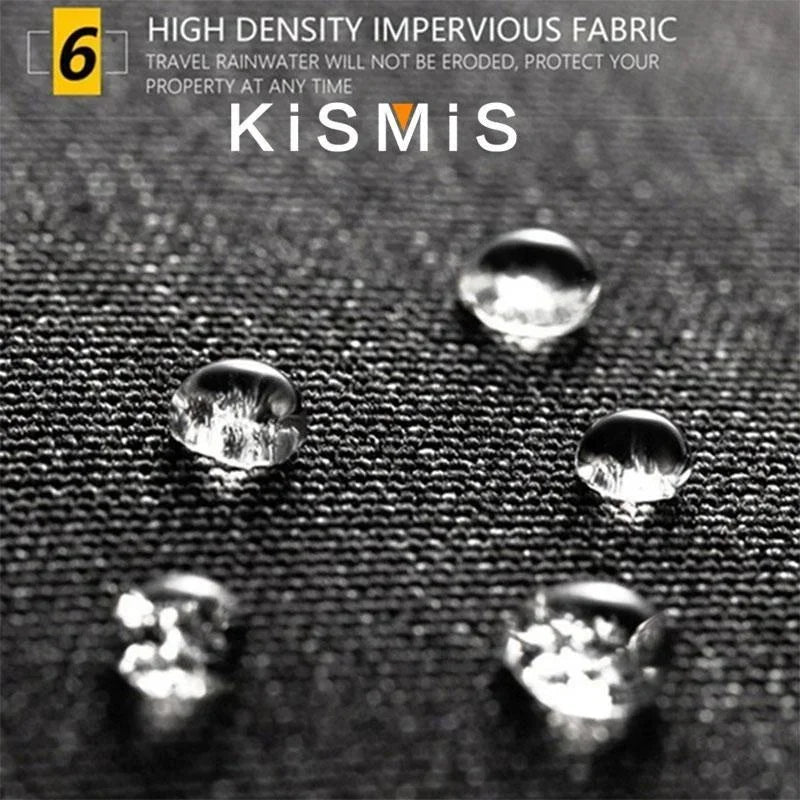 Close-up of black, water-resistant fabric with water droplets sitting on the surface.