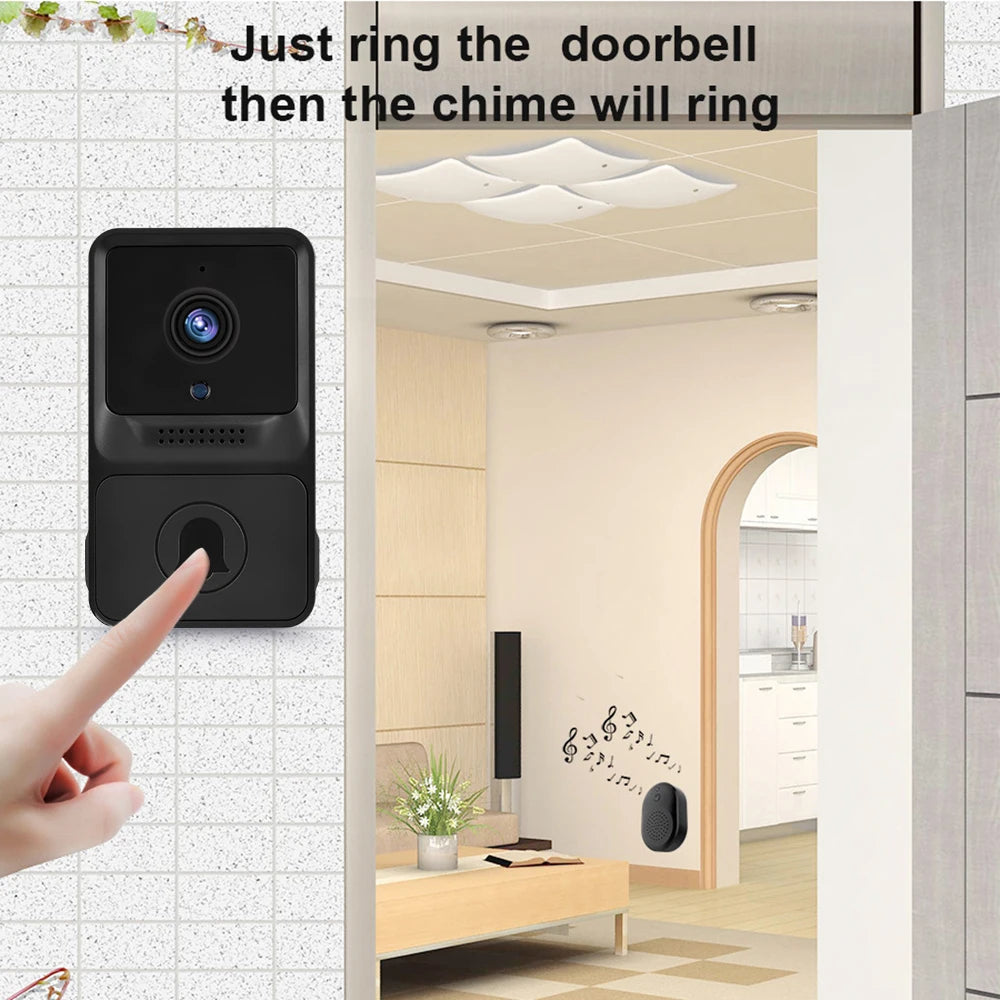 1080P HD Visual Smart Security Doorbell Camera Wireless Video Doorbell with IR Night Vision 2-Way Audio Real-Time Monitoring