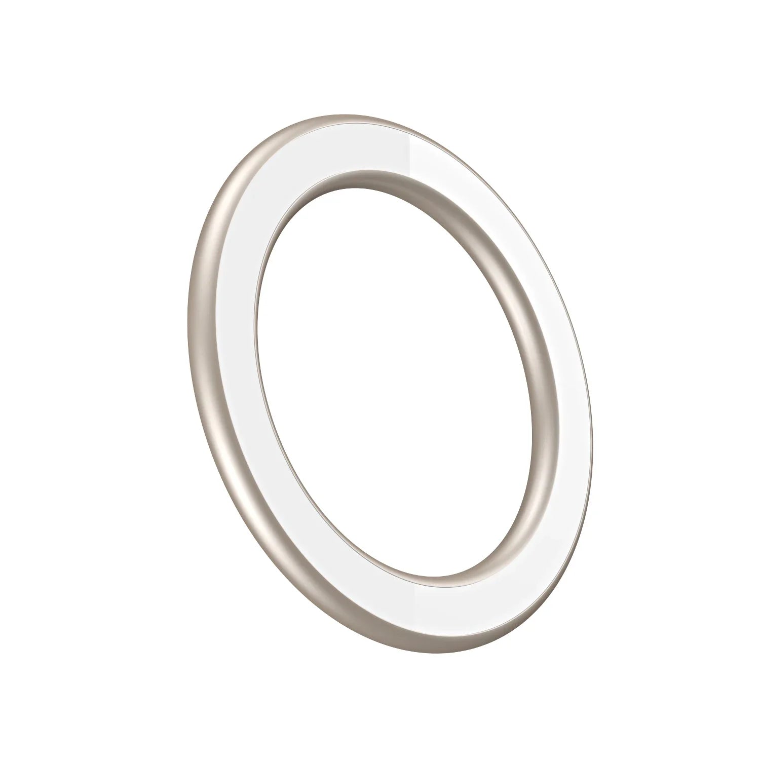 Minimalist beige charging ring with a glossy white inner rim, set against a plain white background.
