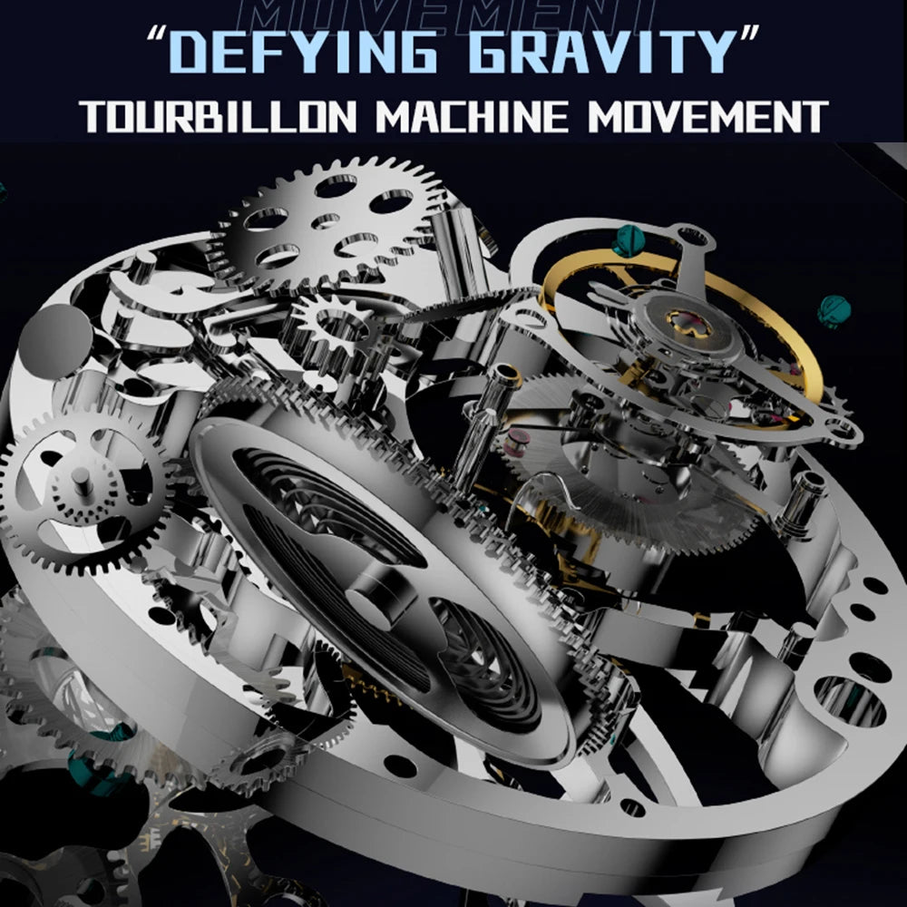 Silver AESOP mechanical tourbillon watch movement with intricate exposed gears and springs.