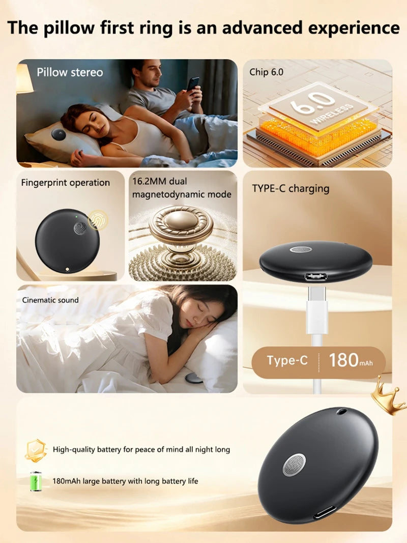 A black, sleek, circular portable speaker with touch controls, Type-C charging, and magnetic sound technology.