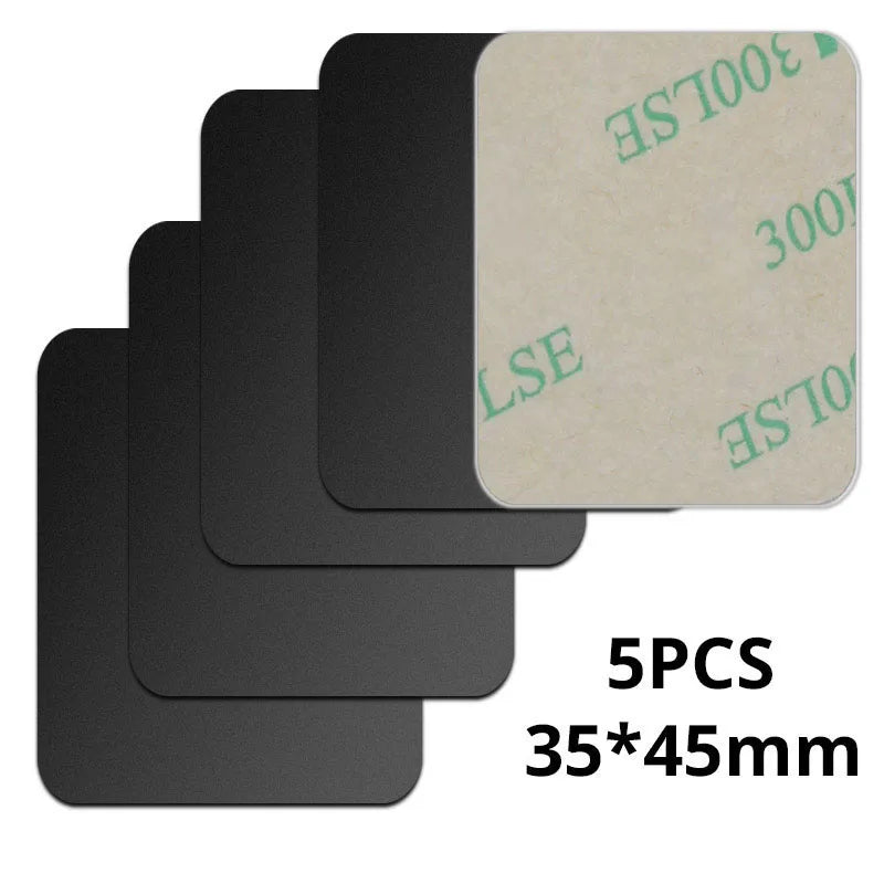 Set of 5 black square adhesive pads, 35x45mm, with peel-off backing.