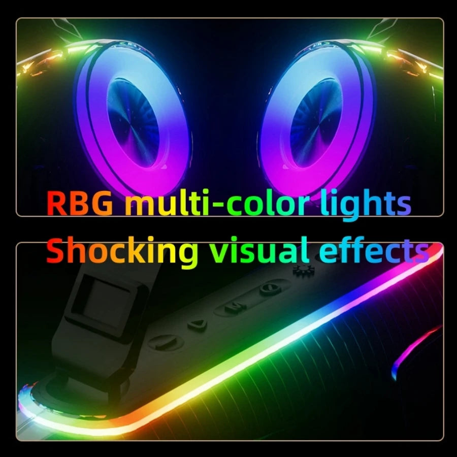 Portable karaoke speaker with vibrant RGB multicoloured LED lights, sleek black finish, and integrated control panel.