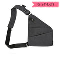 Grey waterproof anti-theft chest bag with an adjustable shoulder strap and sleek, minimalist design.