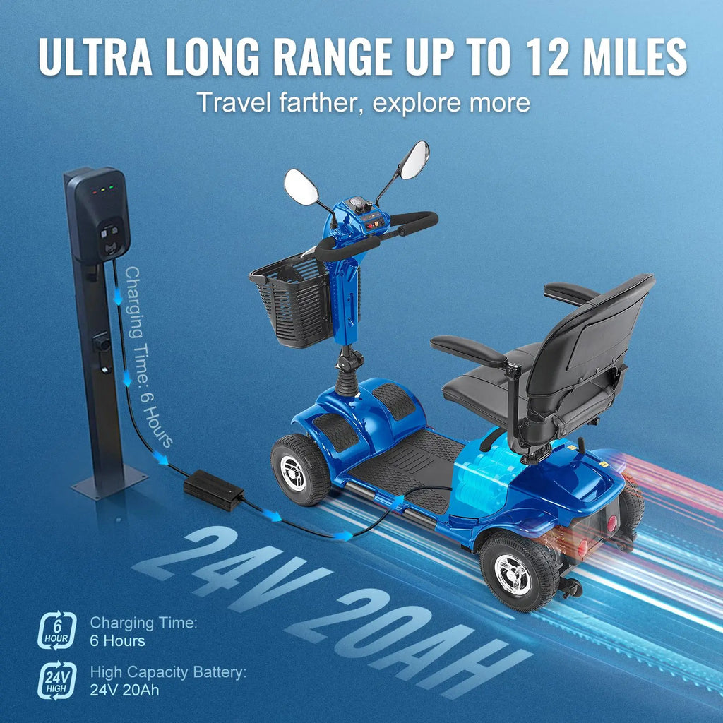 Heavy Duty 4-Wheel Electric Folding Mobility Scooter for Adults and Seniors