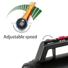 Black professional pet hair dryer featuring adjustable speed controls and an easy-to-grip handle.