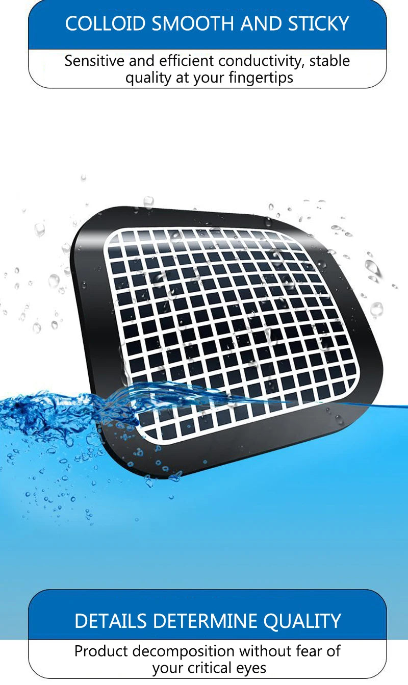 Black rectangular fitness belt pad with a white grid pattern, shown partially submerged in water.