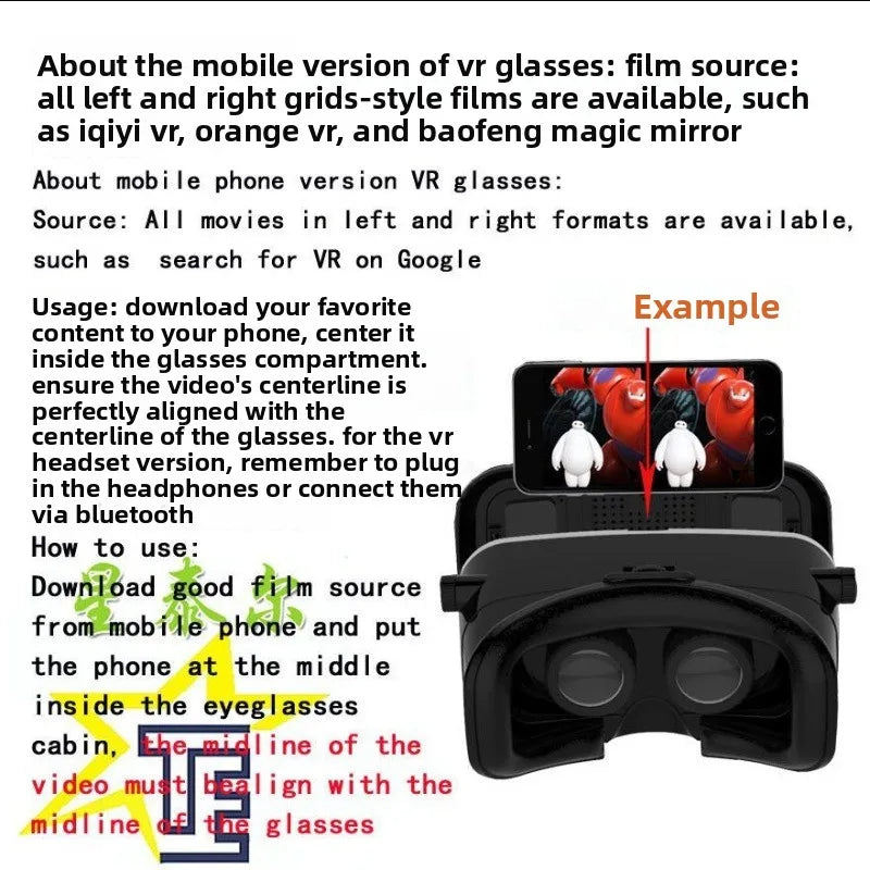 Black smartphone VR headset showing a phone placed in the front compartment for 3D gaming and viewing.