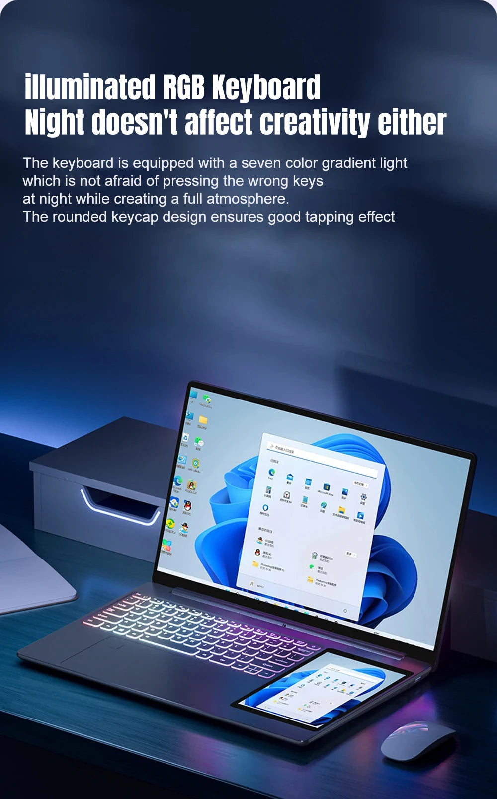 15.6" Touch Screen  Backlit keyboard Windows 11 Notebook Computer Dual Screen Laptop