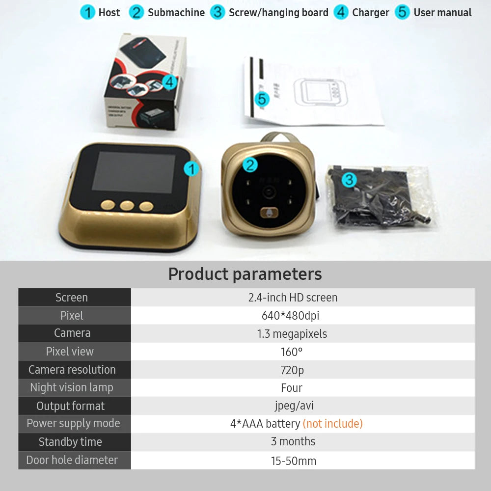 Camera Door Peephole with Wireless Monitor Live View Available Digital Night Vision