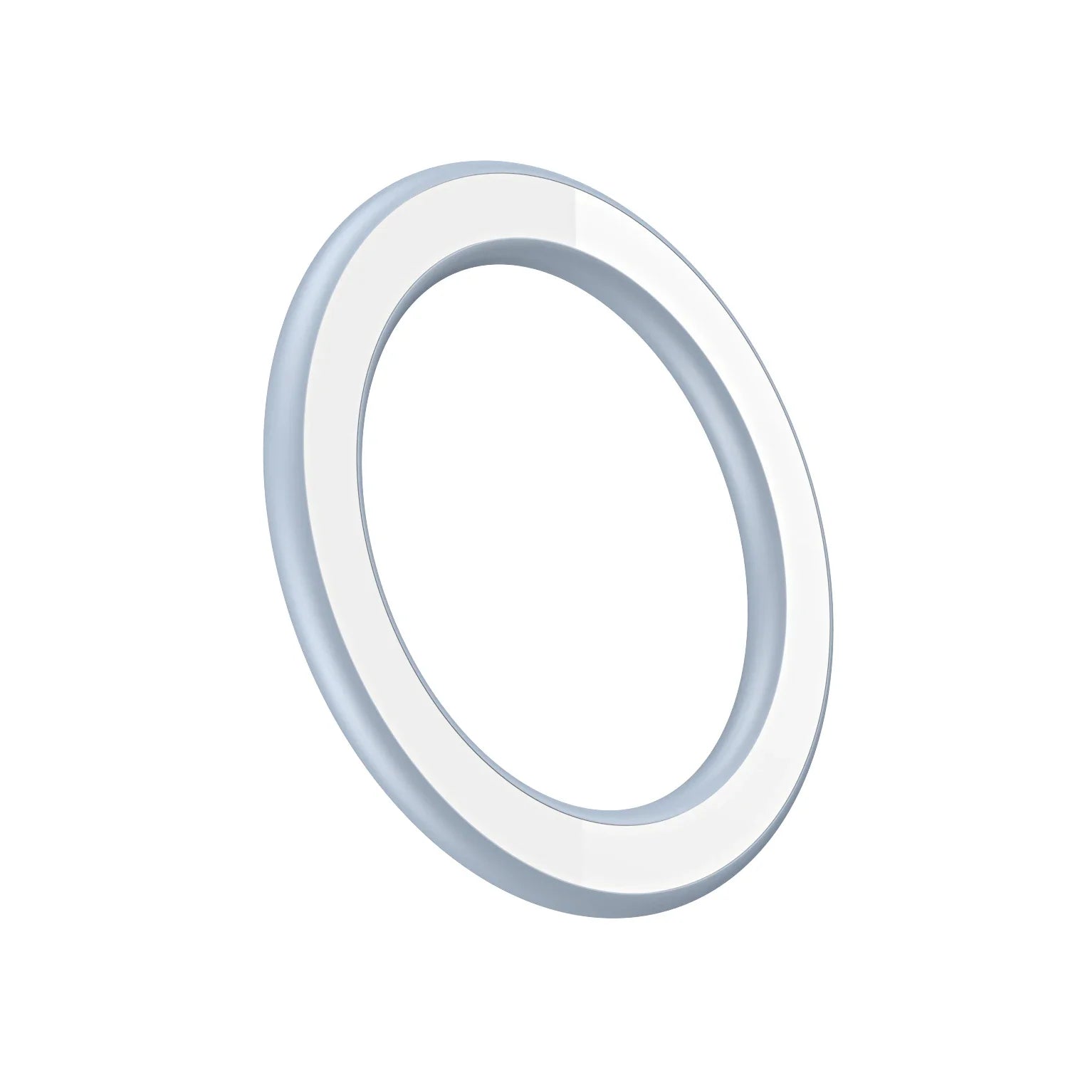 A sleek, circular light blue wireless charging ring on a white background.
