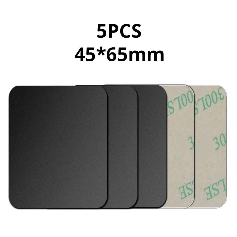Pack of 5 rectangular adhesive pads, 45x65mm, featuring a matte black surface and a peelable protective backing.