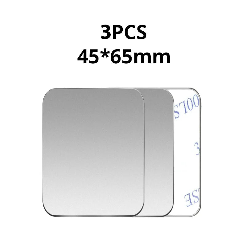 Three rectangular, silver-colored adhesive metal plates, 45x65mm, with rounded corners.