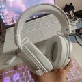 Stylish, white over-ear gaming headset featuring plush, padded ear cups and a comfortable headband.