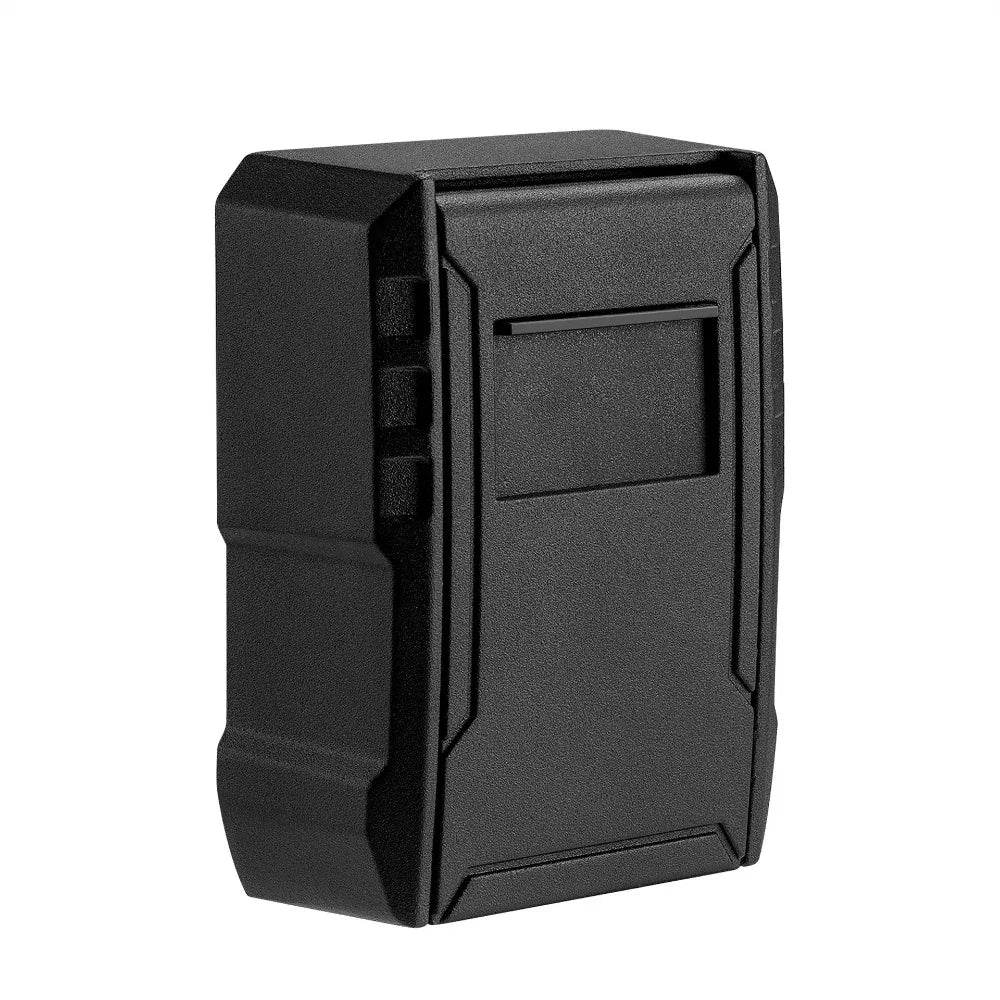 Black rectangular plastic key lock box with a hinged front cover.