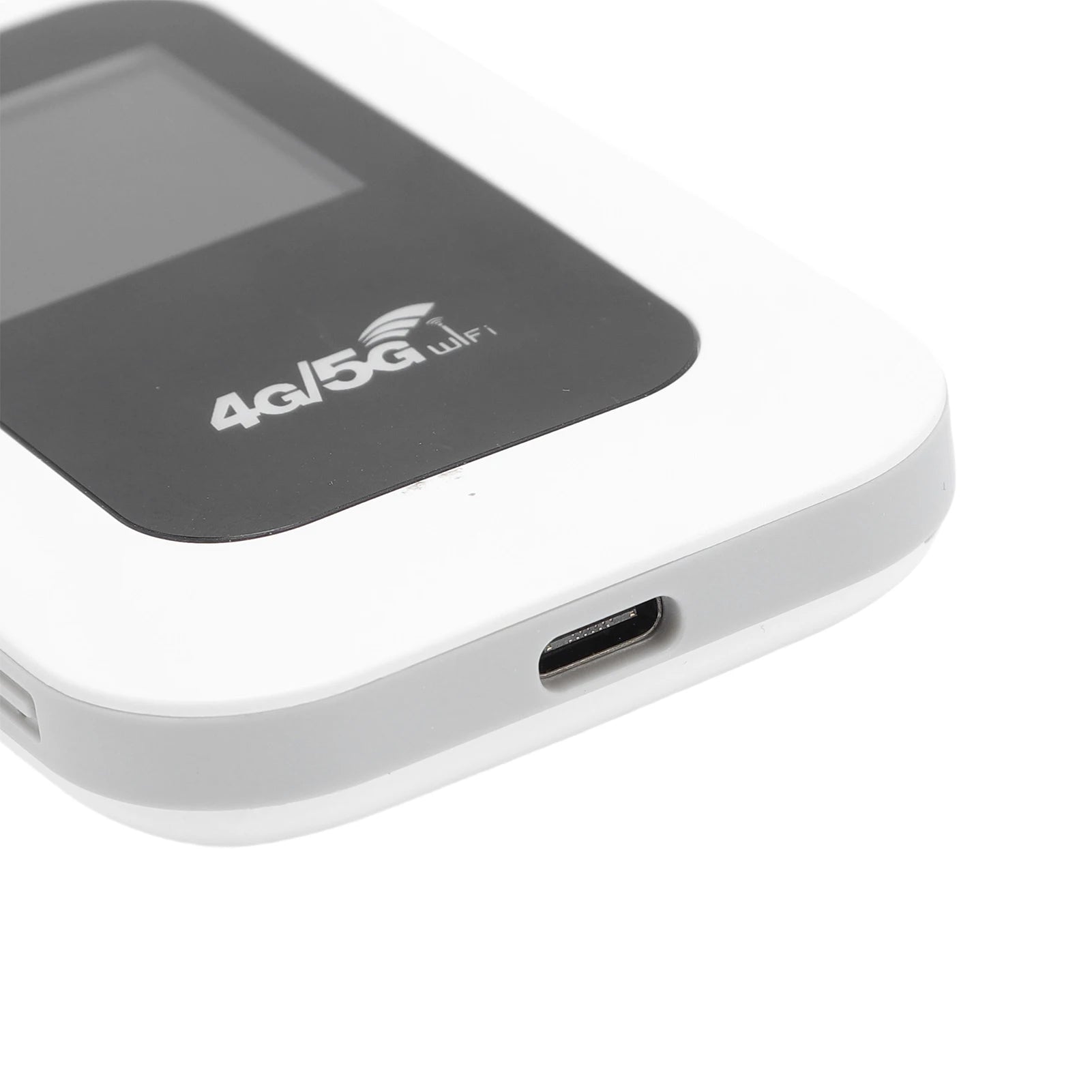 Compact, white and black portable WiFi hotspot device with a USB-C charging port.