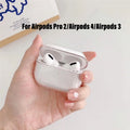 Clear, slim-fit plastic case for AirPods Pro 2, AirPods 4, and AirPods 3, held in a hand.