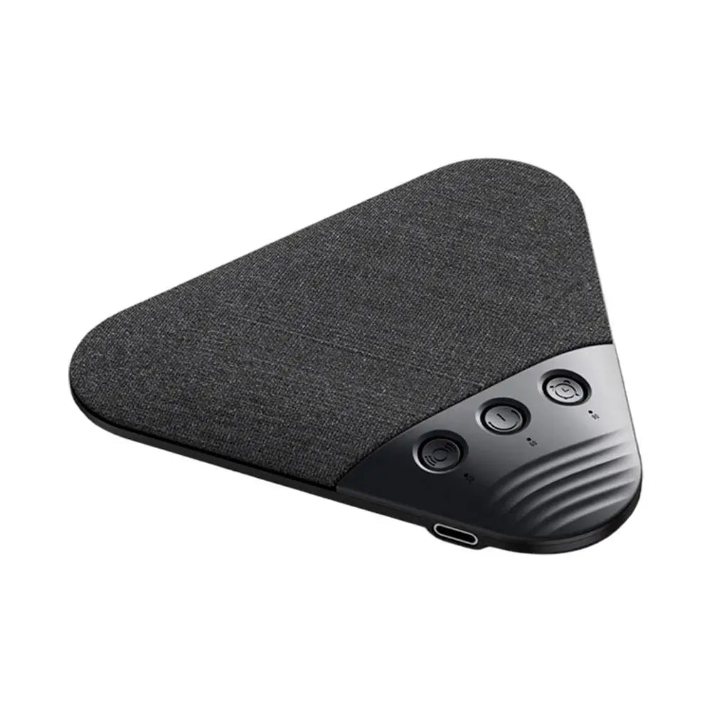 Triangular dark grey fabric wireless under-pillow speaker with black control buttons and a USB-C charging port.