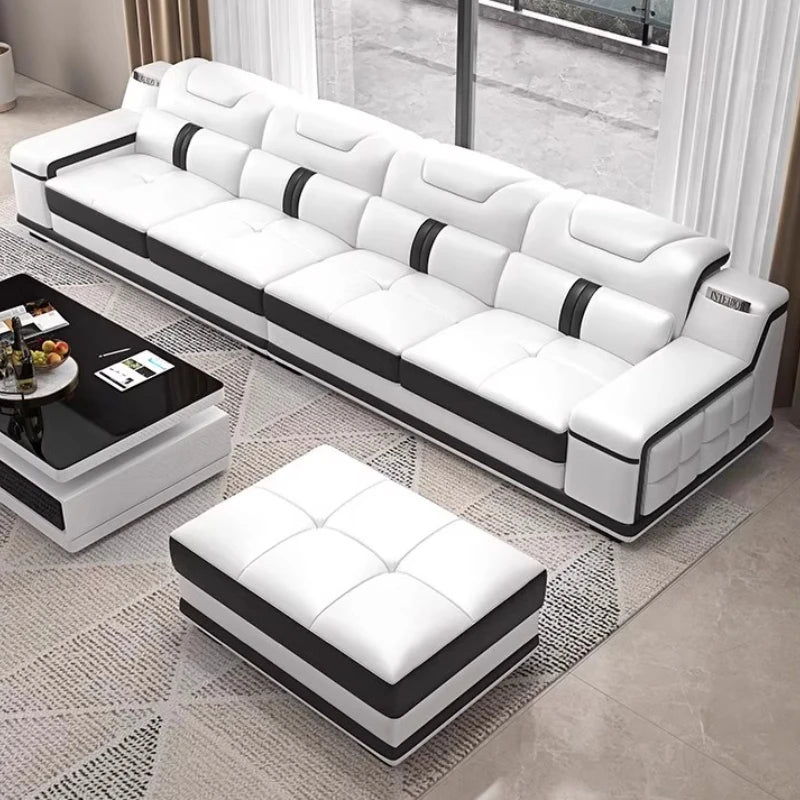 Quality Leather Luxury Comfortable Minimalist Sofa