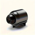 A compact, sleek black wireless security camera with a built-in stand, designed for clear home surveillance.
