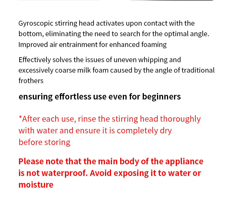 A handheld black milk frother with a silver metal stirring head, designed for easy, consistent foaming.