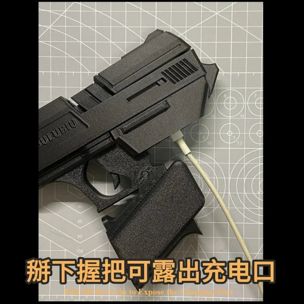 Black matte, pistol-shaped AirPods case with a detachable grip to access the charging port.