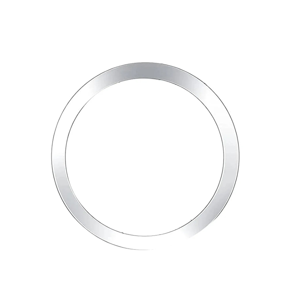 A simple, polished silver-toned metal ring with a smooth, minimalist circular design.