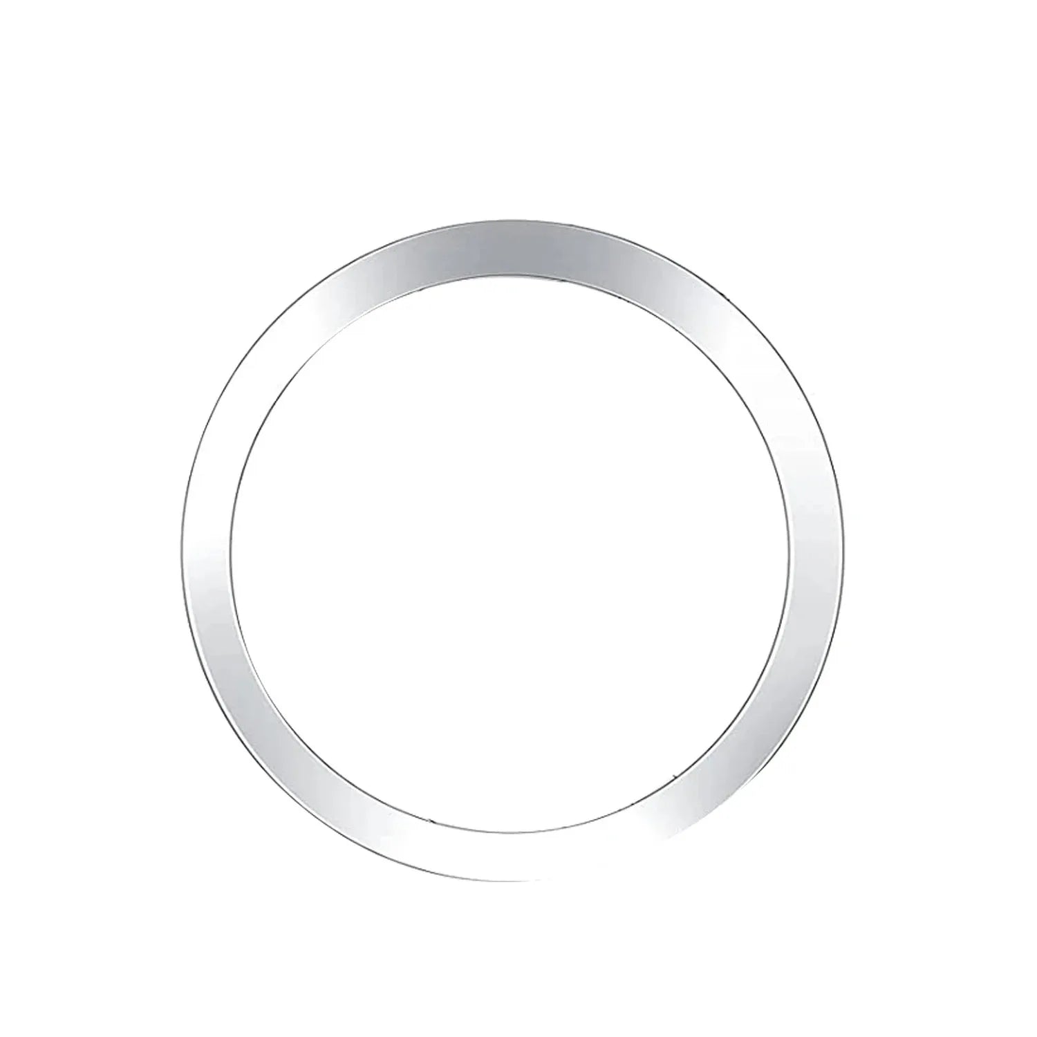 A simple, polished silver-toned metal ring with a smooth, minimalist circular design.