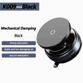 Black mechanical damping vacuum car mount with a circular, minimalist design and secure adsorption base.
