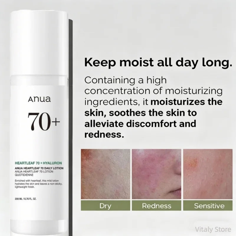 White 200ml bottle of hydrating face lotion for dry, red, and sensitive skin, designed to soothe and moisturise.
